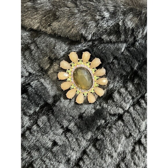 Black Rivet Poncho Women's One Size Black Faux Rabbit Fur Boat Neck Shawl Poncho - Picture 3 of 9